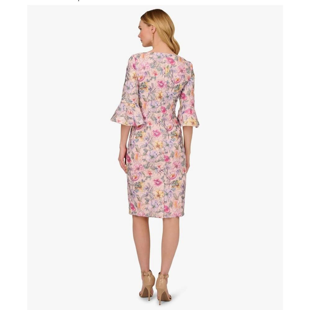 Adrianna Papell Floral Embroidered Mesh Sheath Dress Blush Pink Size 8 NWT - Picture 11 of 12
